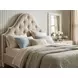 Haven Warm White and Ivory King Upholstered Panel Bed