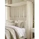 Haven Warm White Queen Upholstered Canopy Poster Bed