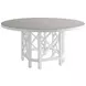 Island Classic Cream and Gray Outdoor Round Quartz Top Dining Room Set