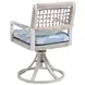 Seabrook Blue and White Upholstered Swivel Rocker Outdoor Dining Chair