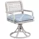 Seabrook Blue and White Upholstered Swivel Rocker Outdoor Dining Chair