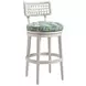 Seabrook Blue and White Upholstered Swivel Outdoor Bar Stool