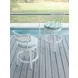 Seabrook Blue and White Upholstered Swivel Outdoor Bar Stool