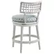 Seabrook Blue and White Upholstered Swivel Outdoor Counter Height Stool