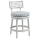 Seabrook Blue and White Upholstered Swivel Outdoor Counter Height Stool