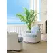 Ocean Breeze Promenade Blue and White Upholstered Outdoor Occasional Swivel Chair