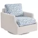Ocean Breeze Promenade Blue and White Upholstered Outdoor Swivel Lounge Chair