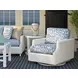 Ocean Breeze Promenade Blue and White Upholstered Outdoor Swivel Lounge Chair