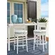 Ocean Breeze Promenade Blue and White Upholstered Outdoor Swivel Bar Stool