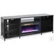 Newport Modern Black Oak Melamine 70" Media Console with Crystal Fireplace Insert