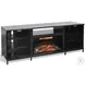 Newport Modern Black Oak Melamine 70" Media Console with Log Fireplace Insert