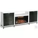 Newport Modern White Oak Melamine 70" Media Console with Log Fireplace Insert
