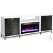 Newport Modern White Oak Melamine 70" Media Console with Crystal Fireplace Insert