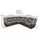 Point Break Graystone Modular Triple Power Reclining Sectional with Console and USB Charging