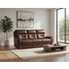 Point Break Hazelnut Leather 90" Triple Power Reclining Sofa with USB Charging