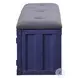 Cargo Gray Fabric and Blue 56" Upholstered Bench with Storage
