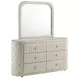 Sonya Ivory Upholstered 6 Drawer Dresser with Mirror