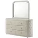 Sonya Ivory Upholstered 6 Drawer Dresser with Mirror