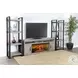 Industrial Hearth Gray 126" Media Wall with Log Fireplace Insert