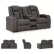 Fyne Dyme Shadow 74" Power Reclining Console Loveseat with Adjustable Headrest