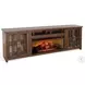 Glass Haven Dark Brown 98" Media Console with Electric Fireplace