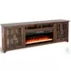Crystal Ember Dark Brown 98" Media Console with Electric Fireplace
