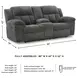 Frohn Graphite Double 80" Reclining Console Loveseat