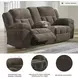 Frohn Chocolate Double 80" Reclining Console Loveseat
