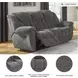 Foreside Charcoal Performance Fabric 97" Reclining Sofa