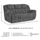 Foreside Charcoal Performance Fabric 97" Reclining Sofa