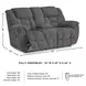Foreside Charcoal Double Performance Fabric 76" Reclining Console Loveseat