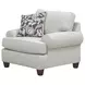 Awesome Oatmeal Beige Performance Fabric Upholstered Accent Chair with Pillow