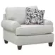 Awesome Oatmeal Beige Performance Fabric Upholstered Accent Chair with Pillow