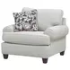 Awesome Oatmeal Beige Performance Fabric Upholstered Accent Chair with Pillow
