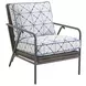 Cypress Point Ocean Terrace Blue and White Upholstered Outdoor Accent Chair