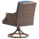 Harbor Isle Blue and White Upholstered Outdoor Swivel Rocker Dining Chair