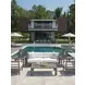 La Jolla Brown and White Performance Fabric Outdoor Lounge Chair