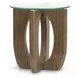 Lainey Almond Round Glass Top End Table