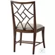 A Delicate Trellis Draper Performance Fabric Cross Back Side Chair