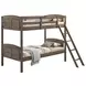 Flynn Weathered Brown Twin Over Twin Bunk Bed with Matresses