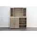 Rowan Light Gray 4 Door Bar Cabinet with Hutch and USB Charging