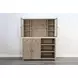 Rowan Light Gray 4 Door Bar Cabinet with Hutch and USB Charging