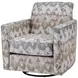Amos Sand Beige and Brown Upholstered Swivel Glider Accent Chair