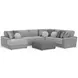 Canyon Platinum 5 Piece Modular LAF Chaise Sectional with Pillows