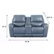 BelleAvenue Persian Blue Leather 76" Lay Flat Power Reclining Console Loveseat with Power Headrest and USB Charging
