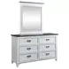 Emerson Park Wirebrushed White and Charcoal 6 Drawer Dresser with Mirror