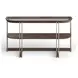 Kingsmere Walnut and Tarnished Silver Demilune Glass Top Sofa Table
