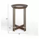 Kingsmere Walnut and Tarnished Silver Round Glass Top Accent Table