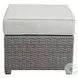 Salena Beige Fabric and Gray Wicker Patio 83" Sofa with 2 Pillows and Rectangular Ottoman