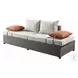 Salena Beige Fabric and Gray Wicker Patio 83" Sofa with 2 Pillows and Rectangular Ottoman